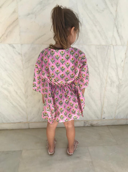 Block Print Kaftan Pink